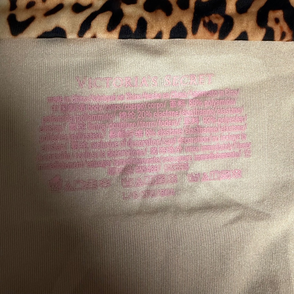 Victoria's Secret Leopard Print Bikini Bottom Gold Logo Brown Tan Large - Picture 6 of 8